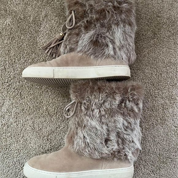 Tory Burch Anjelica Suede and Rabbit Fur Boot - Brown - size 7 - Picture 3 of 10